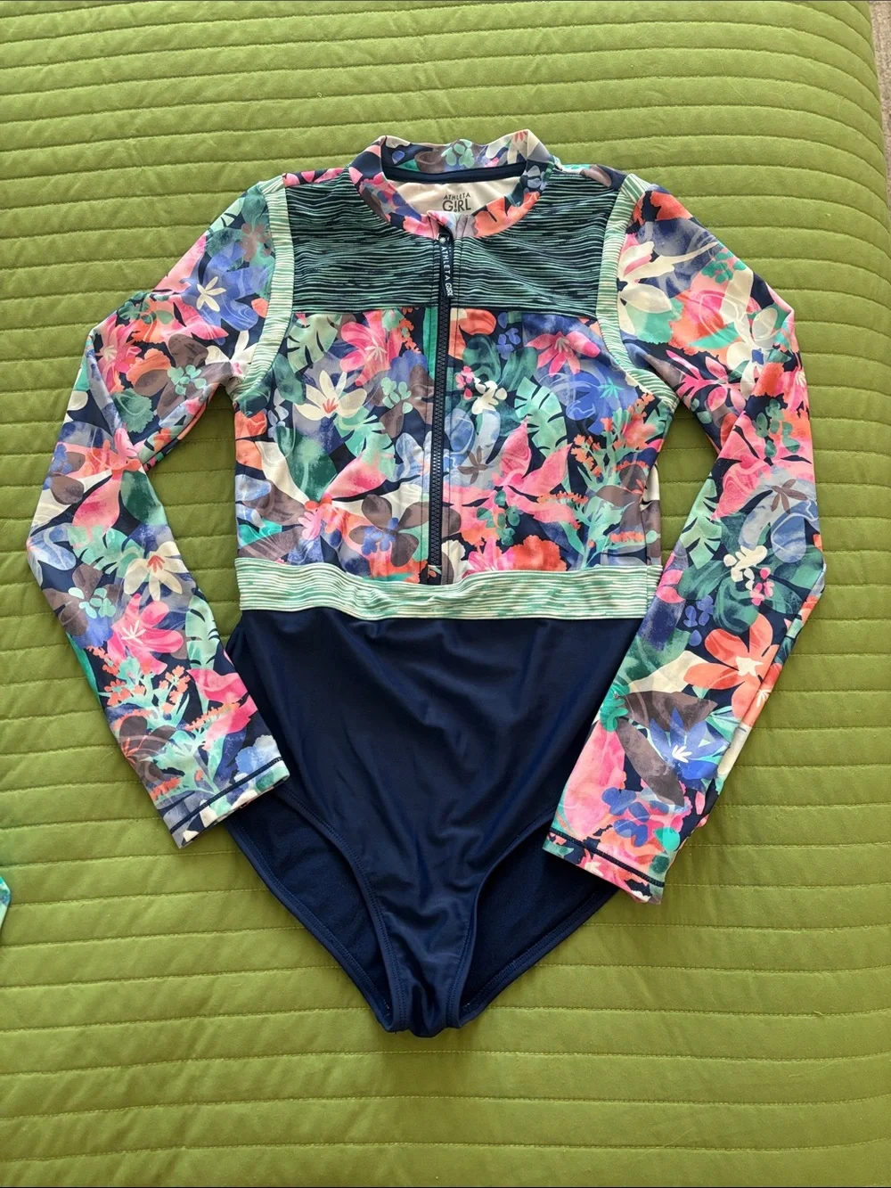 Athleta Girls Floral Long-Sleeve One-Piece Swimsuits Bundle